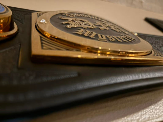 Ring-Accurate brand sideplate disc risers for official WWE replica belts.